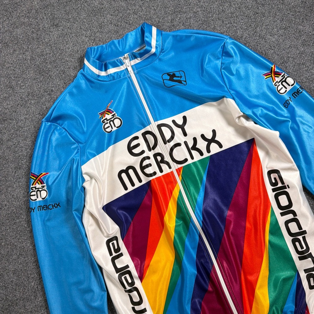 Vintage 80s Giordana Cycling Jersey Mens 3 L XL Eddy Merckx Blue Made In Italy